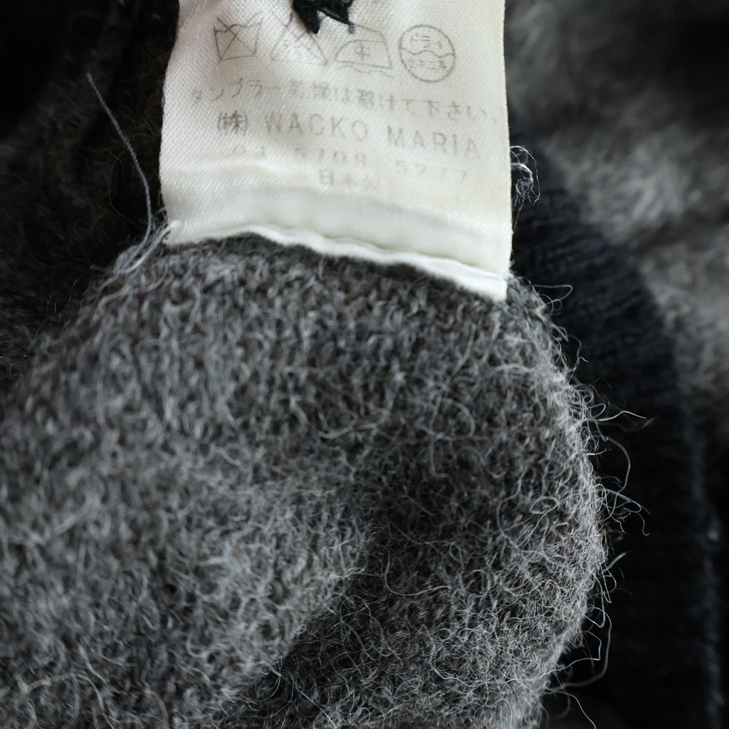 WACKO MARIA(ワコマリア) 16AW WOOL CARDIGAN ウールカーディガン ギルティーパーティー バック刺繍 グレー/ブラック 16FW-WMK-KN21