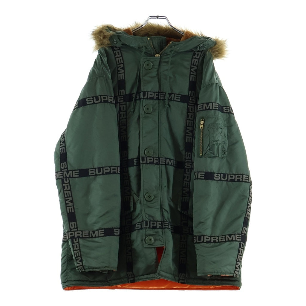 SUPREME(シュプリーム) 18AW Logo Tape N-3B Parka ロゴタイプ N-3Bパーカー ファー付き カーキ