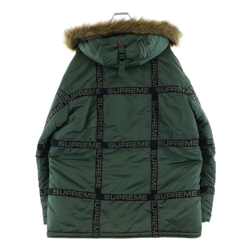 SUPREME(シュプリーム) 18AW Logo Tape N-3B Parka ロゴタイプ N-3Bパーカー ファー付き カーキ
