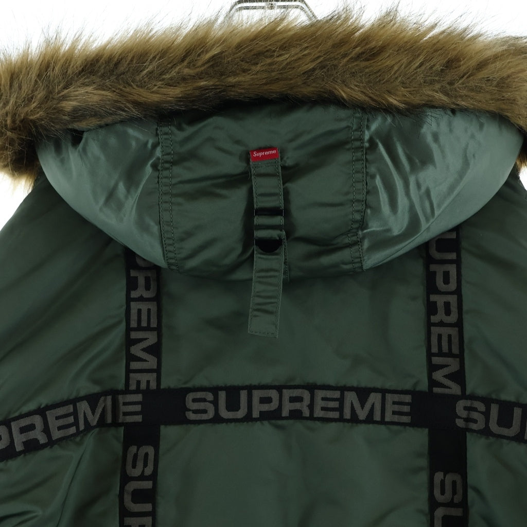 SUPREME(シュプリーム) 18AW Logo Tape N-3B Parka ロゴタイプ N-3Bパーカー ファー付き カーキ