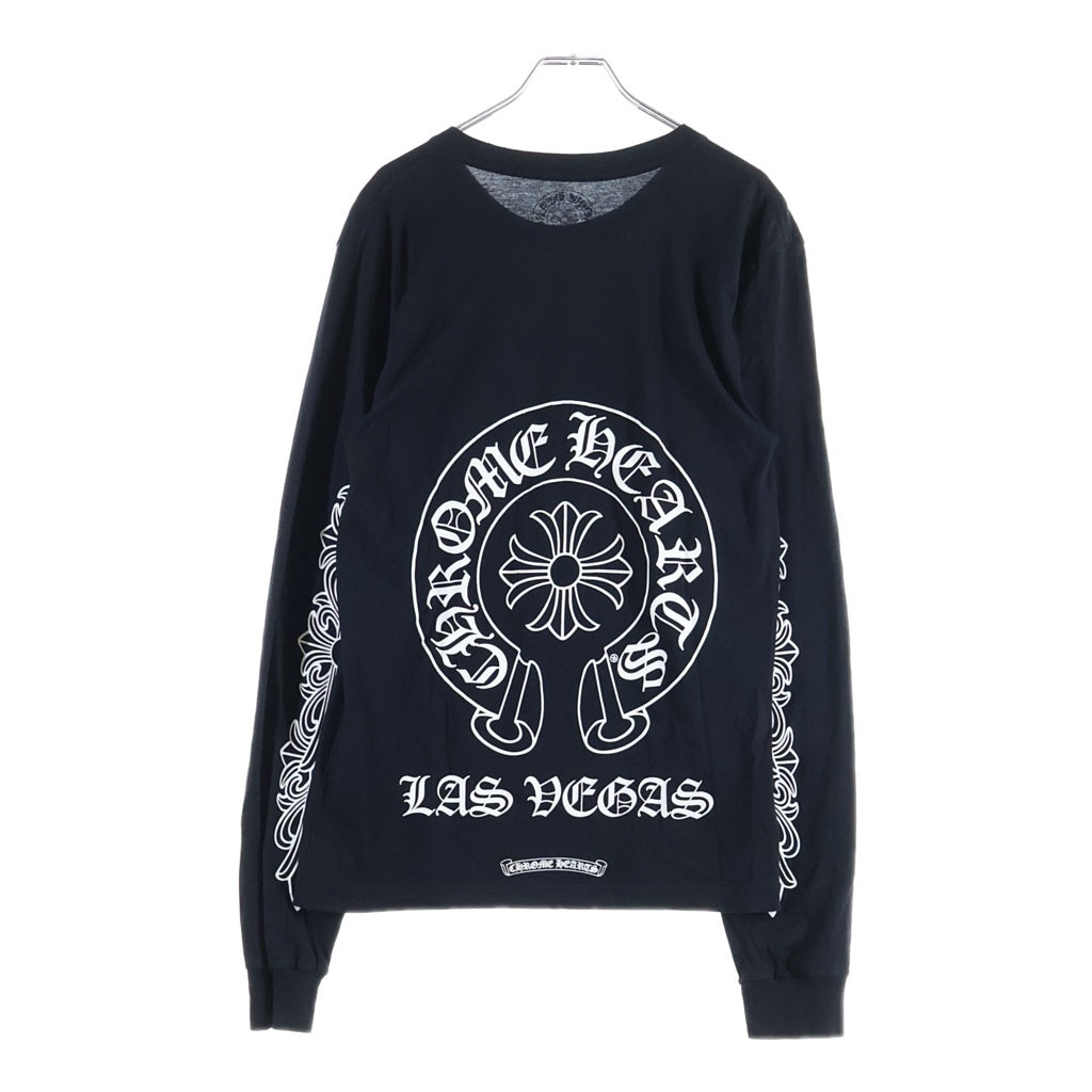 CHROME HEARTS(クロムハーツ) FLRL CRS HORSESHOE L/S バックホースシュー 袖フローラル ロングスリーブ 長袖Tシャツ カットソー ブラック