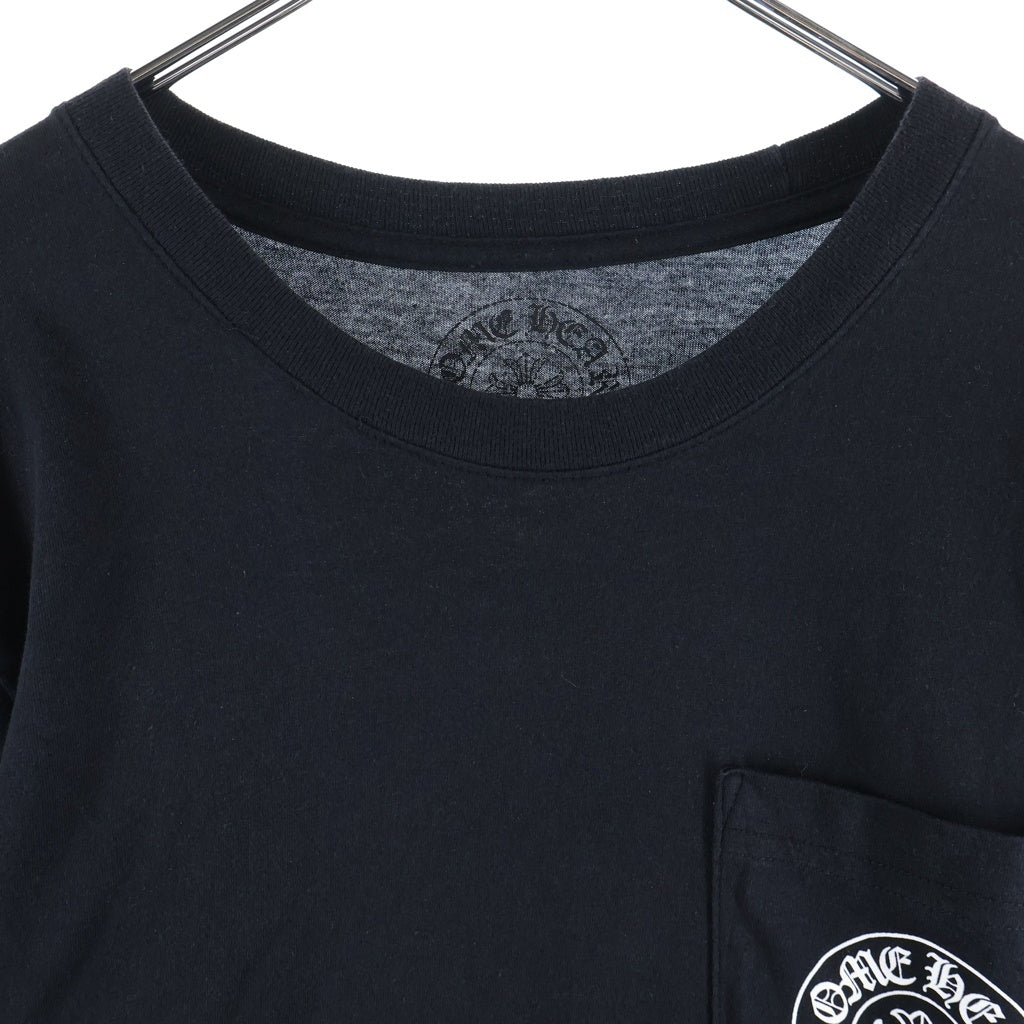CHROME HEARTS(クロムハーツ) FLRL CRS HORSESHOE L/S バックホースシュー 袖フローラル ロングスリーブ 長袖Tシャツ カットソー ブラック