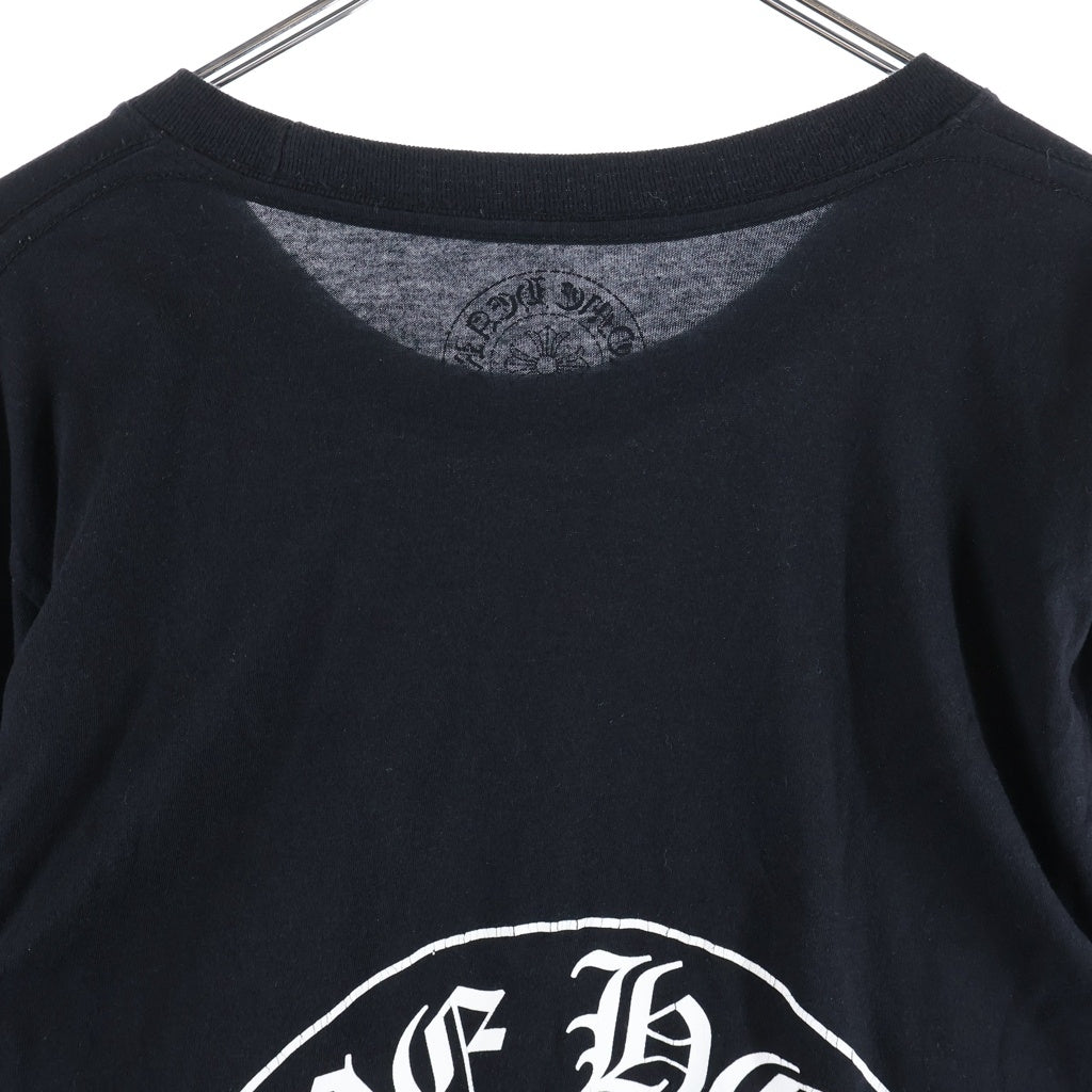 CHROME HEARTS(クロムハーツ) FLRL CRS HORSESHOE L/S バックホースシュー 袖フローラル ロングスリーブ 長袖Tシャツ カットソー ブラック