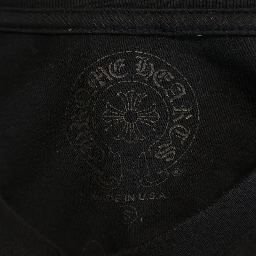 CHROME HEARTS(クロムハーツ) FLRL CRS HORSESHOE L/S バックホースシュー 袖フローラル ロングスリーブ 長袖Tシャツ カットソー ブラック