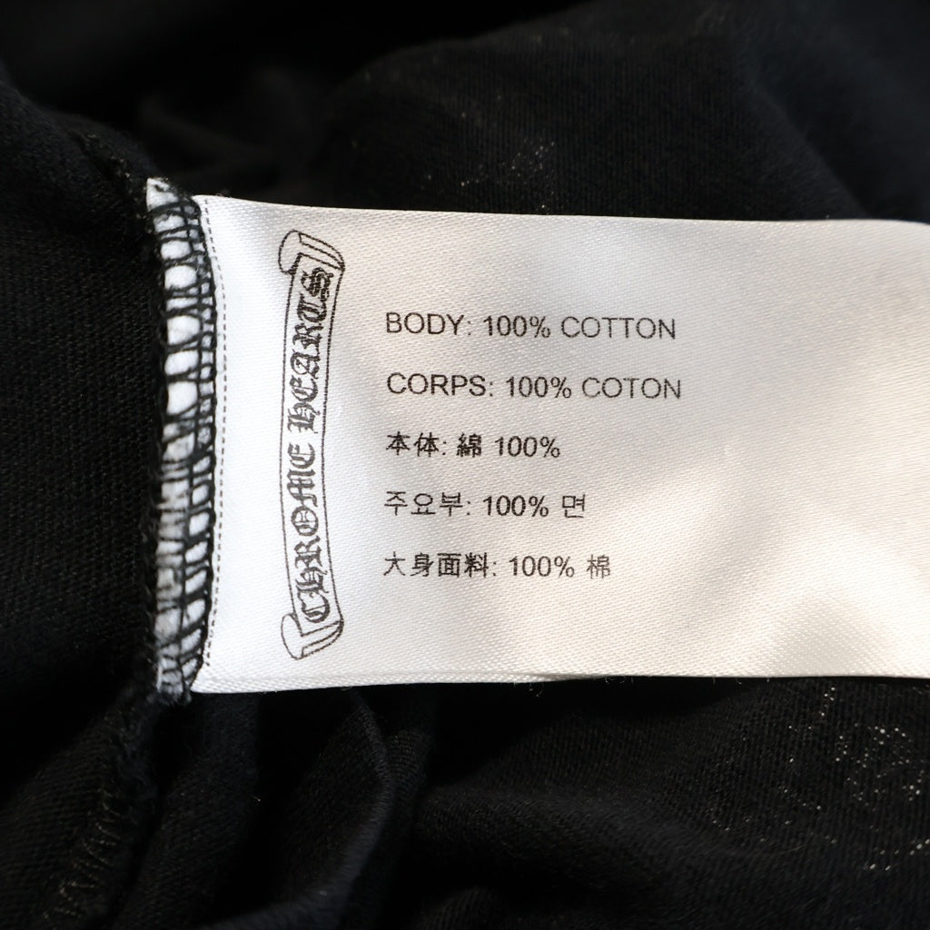 CHROME HEARTS(クロムハーツ) FLRL CRS HORSESHOE L/S バックホースシュー 袖フローラル ロングスリーブ 長袖Tシャツ カットソー ブラック
