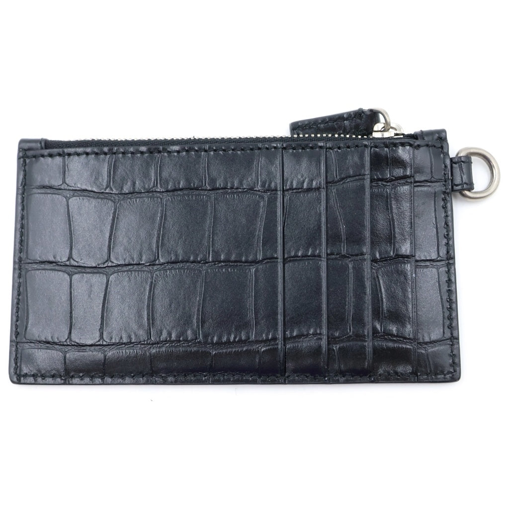 BALENCIAGA(バレンシアガ) クロコ型押し ネックストラップ付き カードケース ブラック 594548 レディース