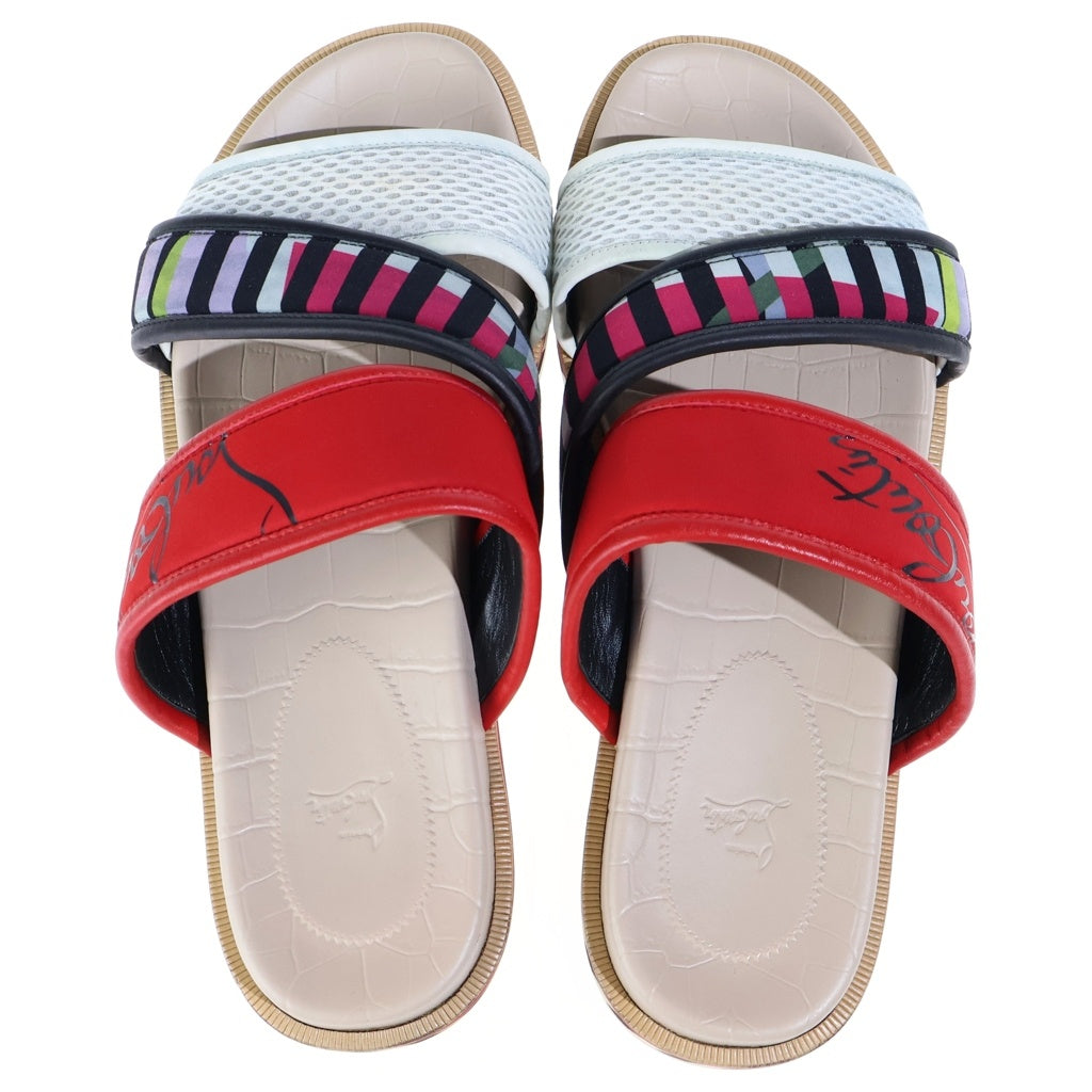 CHRISTIAN LOUBOUTIN(クリスチャンルブタン) クロコ型押し レザーサンダル マルチカラー 1191433