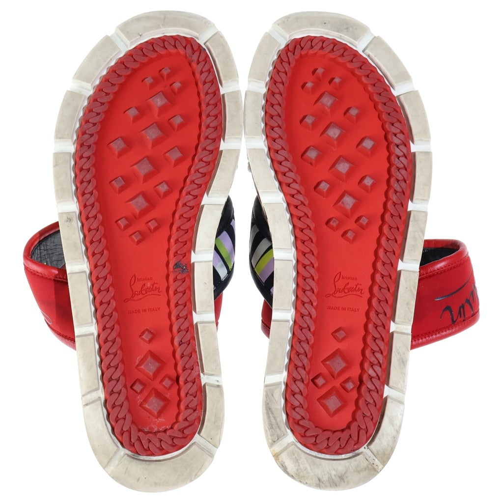 CHRISTIAN LOUBOUTIN(クリスチャンルブタン) クロコ型押し レザーサンダル マルチカラー 1191433