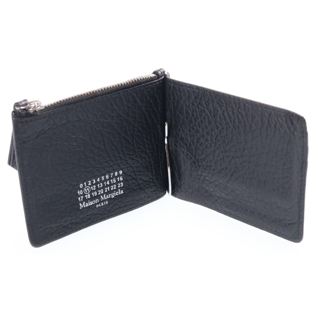Maison Margiela(メゾンマルジェラ) 4ステッチ レザー コインケース マネークリップ付き二つ折り財布 ブラック SA1UI0022 P4455 T8013 レディース