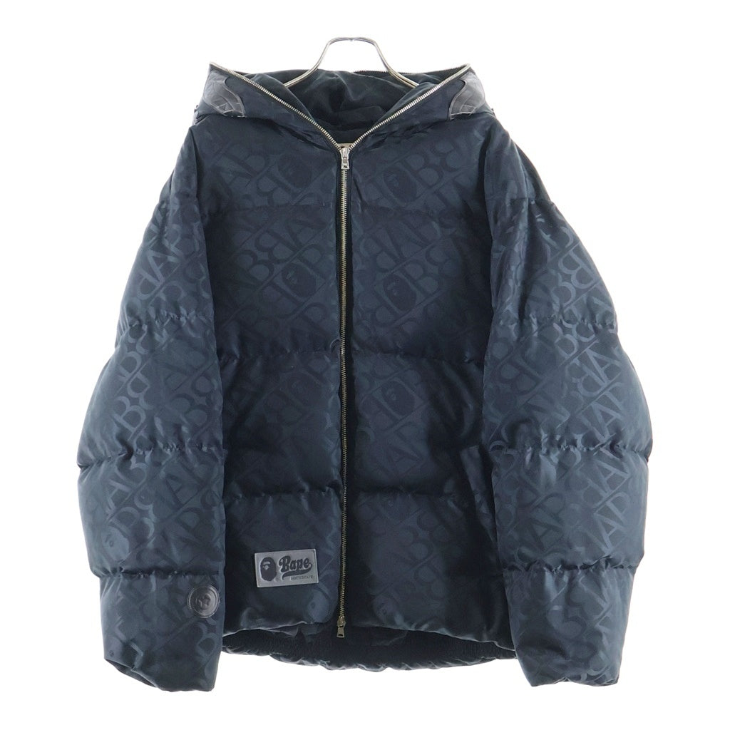 A BATHING APE(アベイシングエイプ) SPORT MONOGRAM SHARK HOODIE PUFFER DOWN JACKET モノグラム シャーク パファーダウンジャケット ブラック 001DNJ801054I