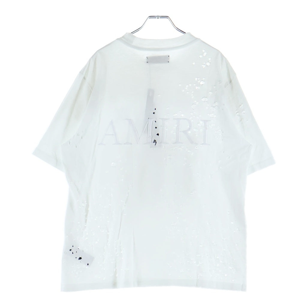 AMIRI(アミリ) 24AW Shotgun Embroidered Logo Crewneck T-Shirt MA ロゴショットガン Tシャツ 半袖カットソー ホワイト AMJYTE1059