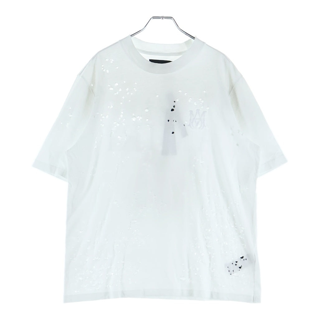 AMIRI(アミリ) 24AW Shotgun Embroidered Logo Crewneck T-Shirt MA ロゴショットガン Tシャツ 半袖カットソー ホワイト AMJYTE1059