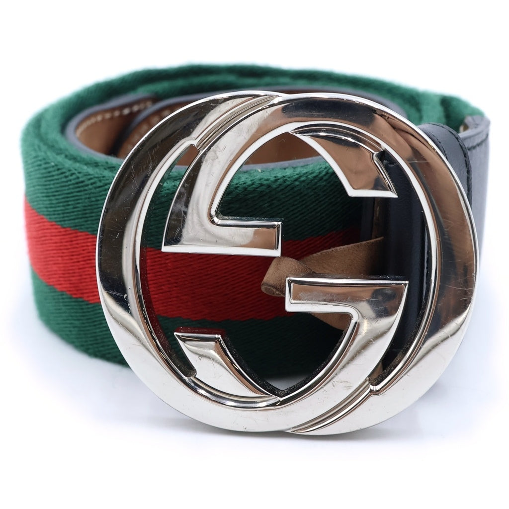 GUCCI(グッチ) インターロッキングG バックル ウェブ ベルト マルチカラー 411924 H917N