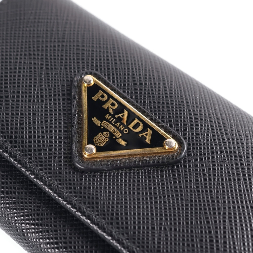 PRADA(プラダ) サフィアーノ レザートライアングル 6連 キーケース ブラック 1PG222