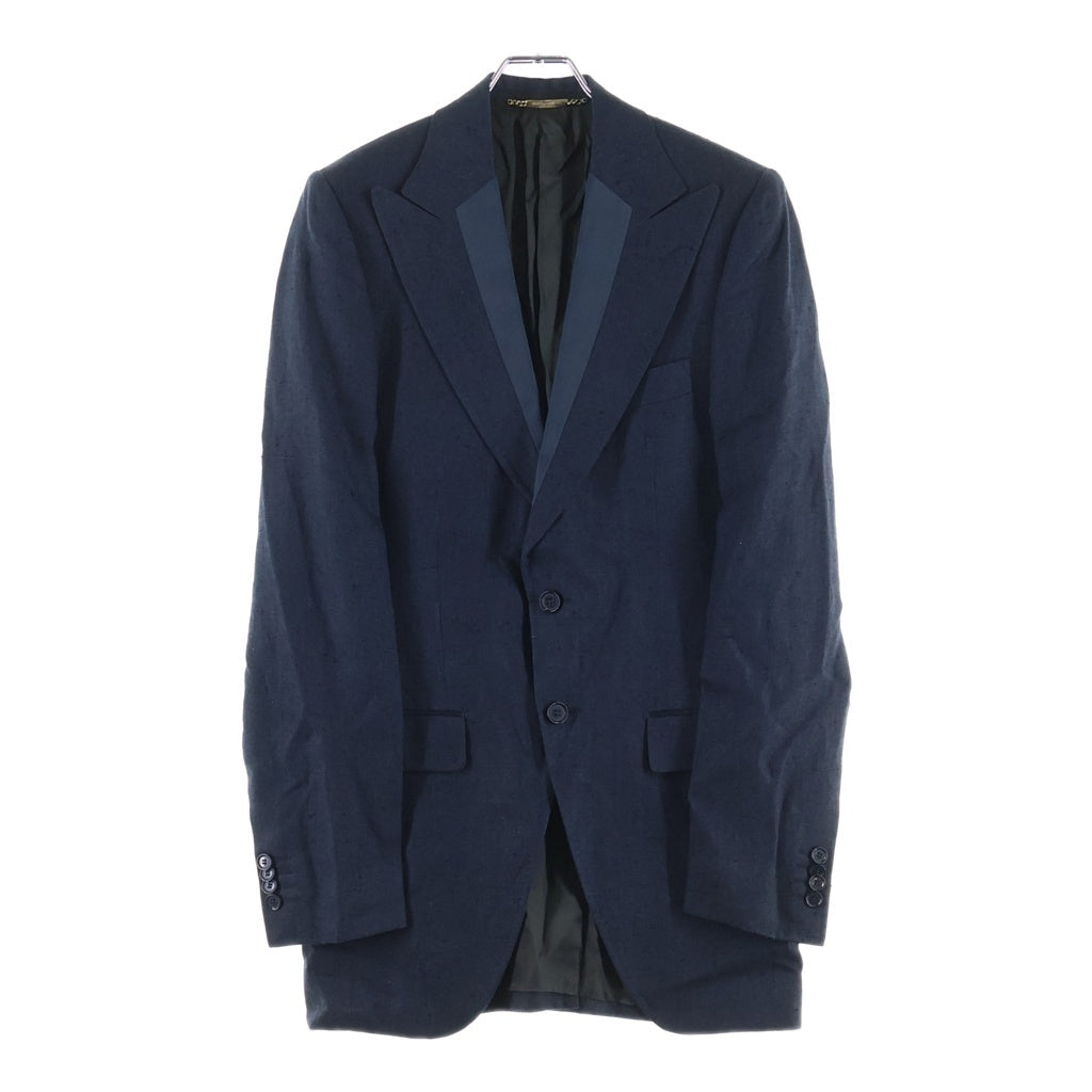 DOLCE & GABBANA(ドルチェアンドガッバーナ) リネン ラペル素材切替 2B シングルテーラードジャケット ブラック