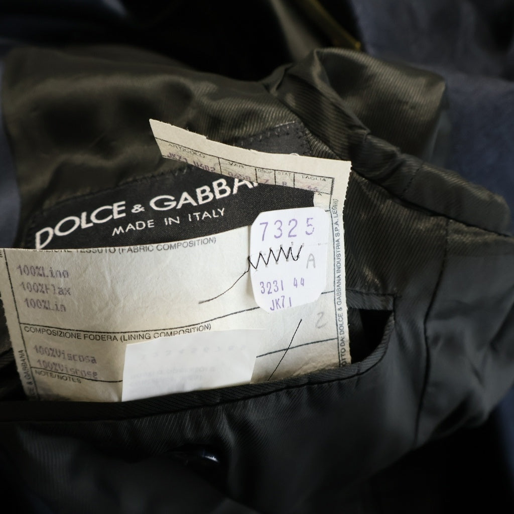 DOLCE & GABBANA(ドルチェアンドガッバーナ) リネン ラペル素材切替 2B シングルテーラードジャケット ブラック