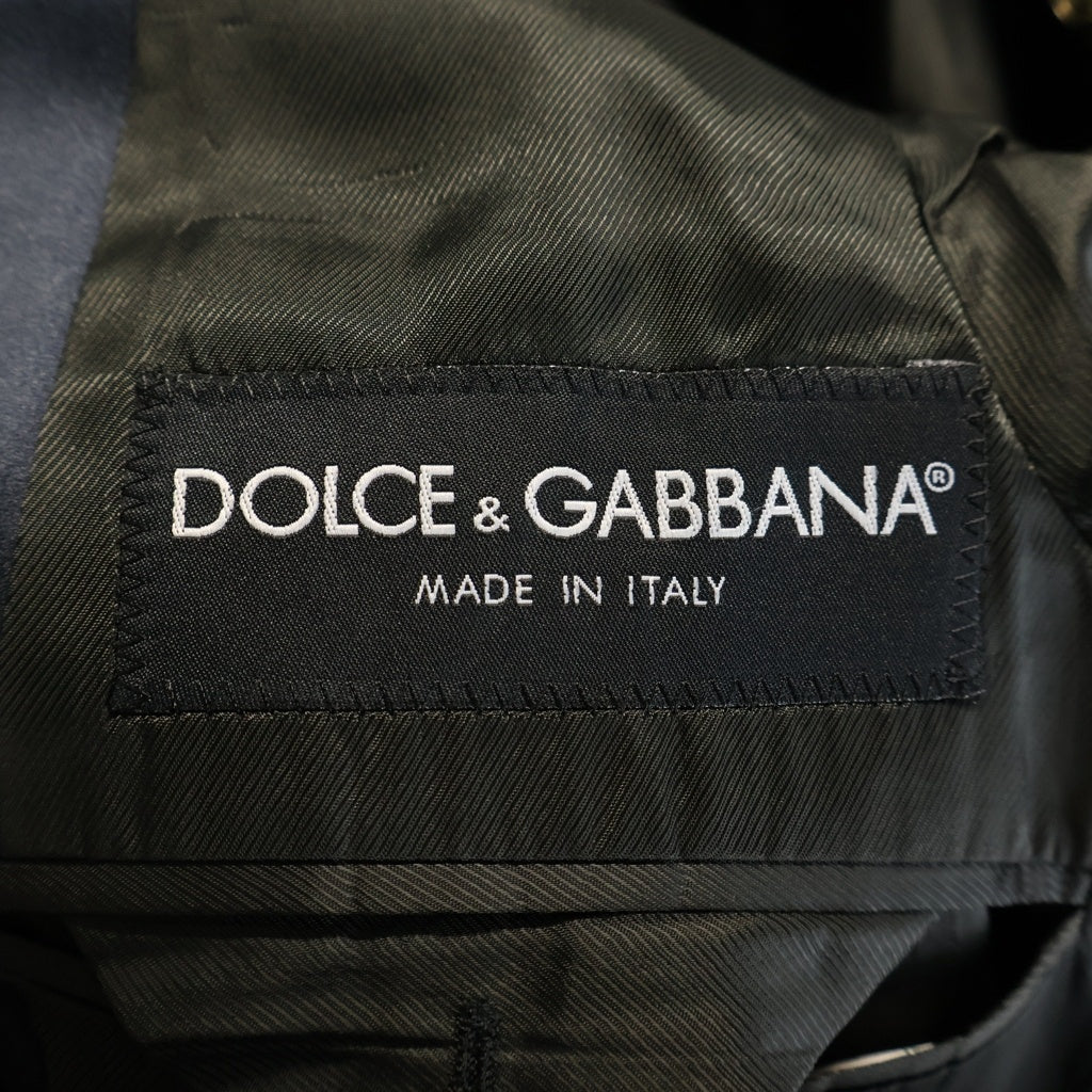 DOLCE & GABBANA(ドルチェアンドガッバーナ) リネン ラペル素材切替 2B シングルテーラードジャケット ブラック