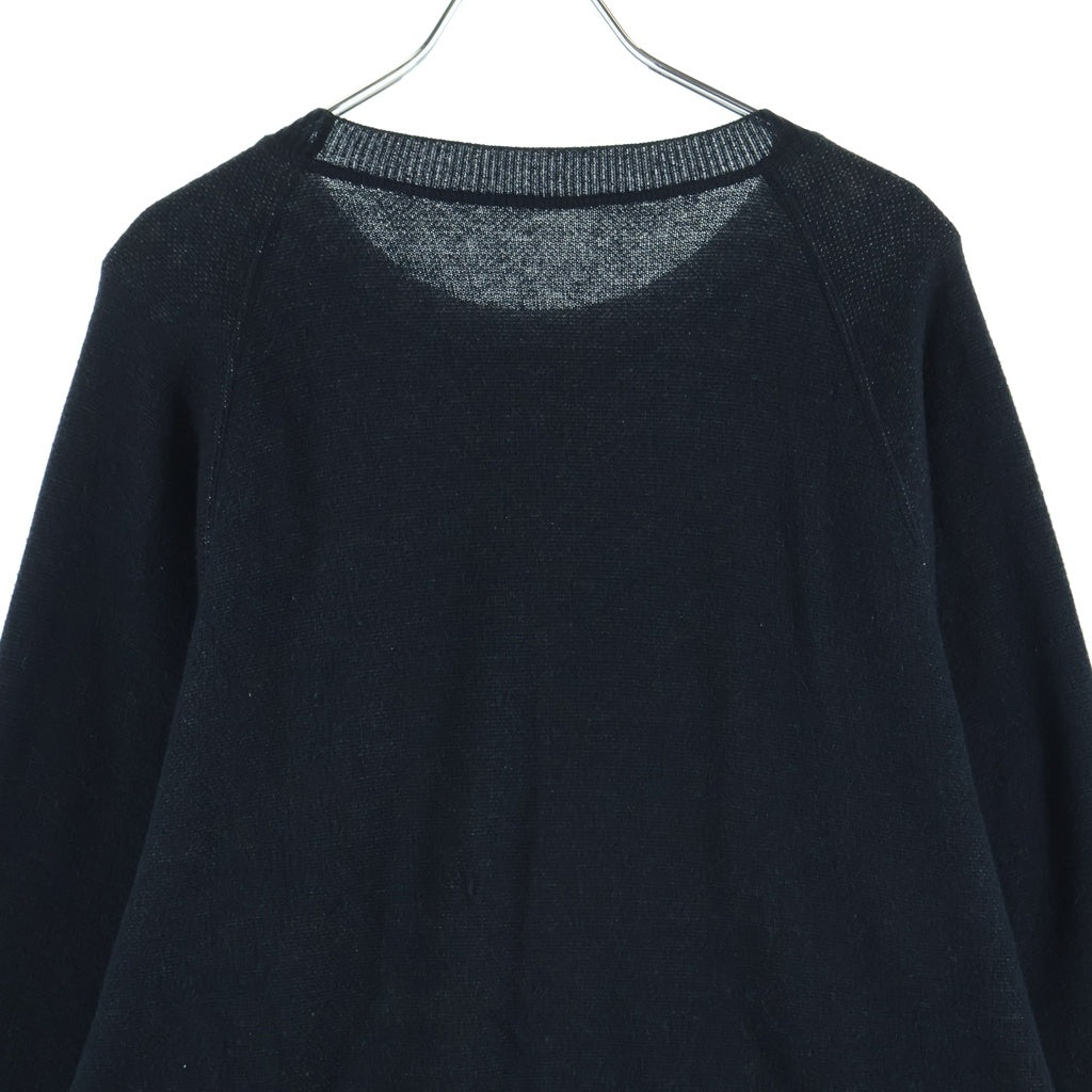 lucien pellat-finet(ルシアンペラフィネ) LEAF COTTON SWEATER カシミヤ混 リーフデザイン 長袖セーター ブラック