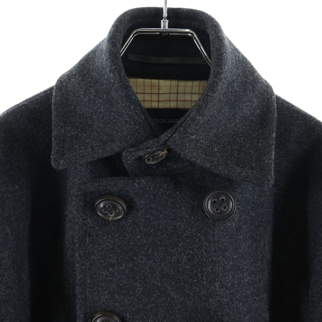 DSQUARED2(ディースクエアード) 裏地チェック メルトンウール ショート丈Pコート グレー 71 AM13771