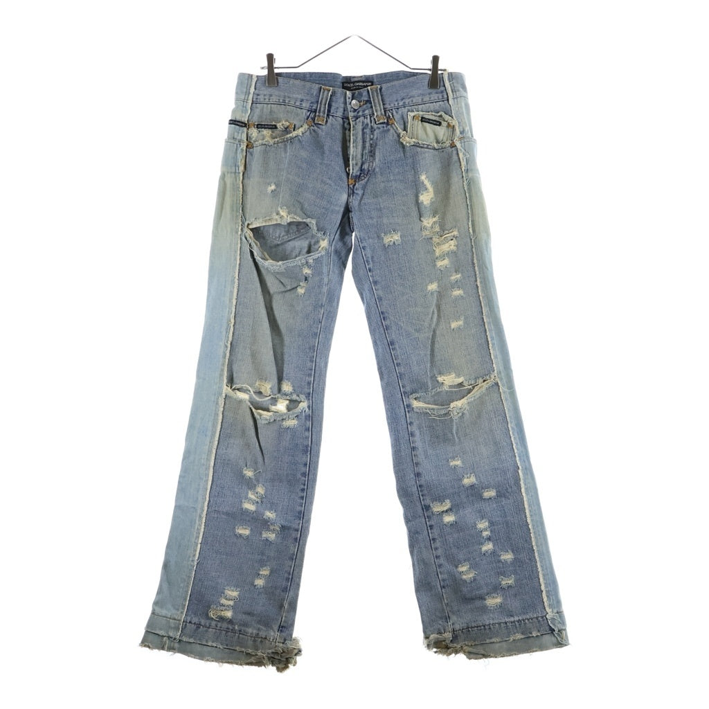 DOLCE & GABBANA(ドルチェアンドガッバーナ) 04SS 再構築 ベッカムデニム ダメージ加工デニムパンツ インディゴ TDP23 9213