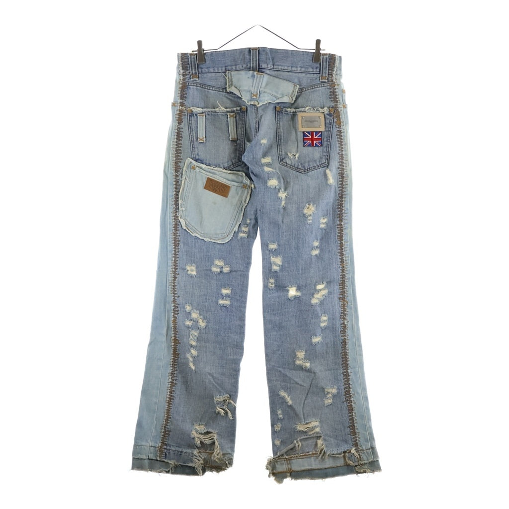 DOLCE & GABBANA(ドルチェアンドガッバーナ) 04SS 再構築 ベッカムデニム ダメージ加工デニムパンツ インディゴ TDP23 9213