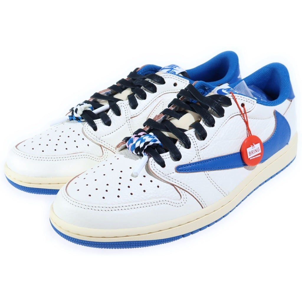 NIKE(ナイキ) ×TRAVIS SCOTT FRAGMENT DESIGN AIR JORDAN LOW トラヴィススコット フラグメント エアジョーダン 1 ローカットスニーカー ホワイト/ブルー US10.5/28.5cm DM7866-104