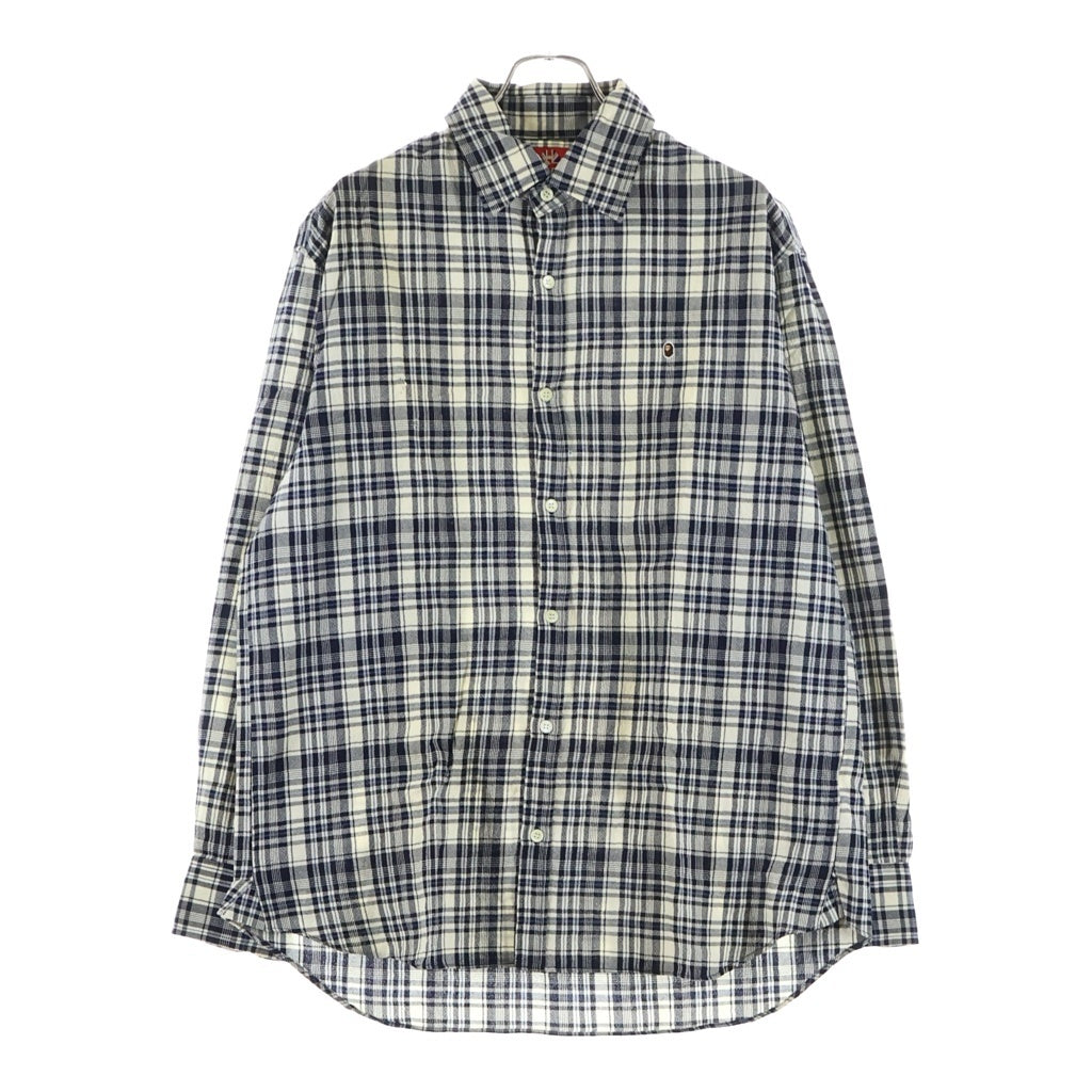A BATHING APE(アベイシングエイプ) 90s 初期 胸ワンポイントロゴ 長袖チェックシャツ マルチカラー