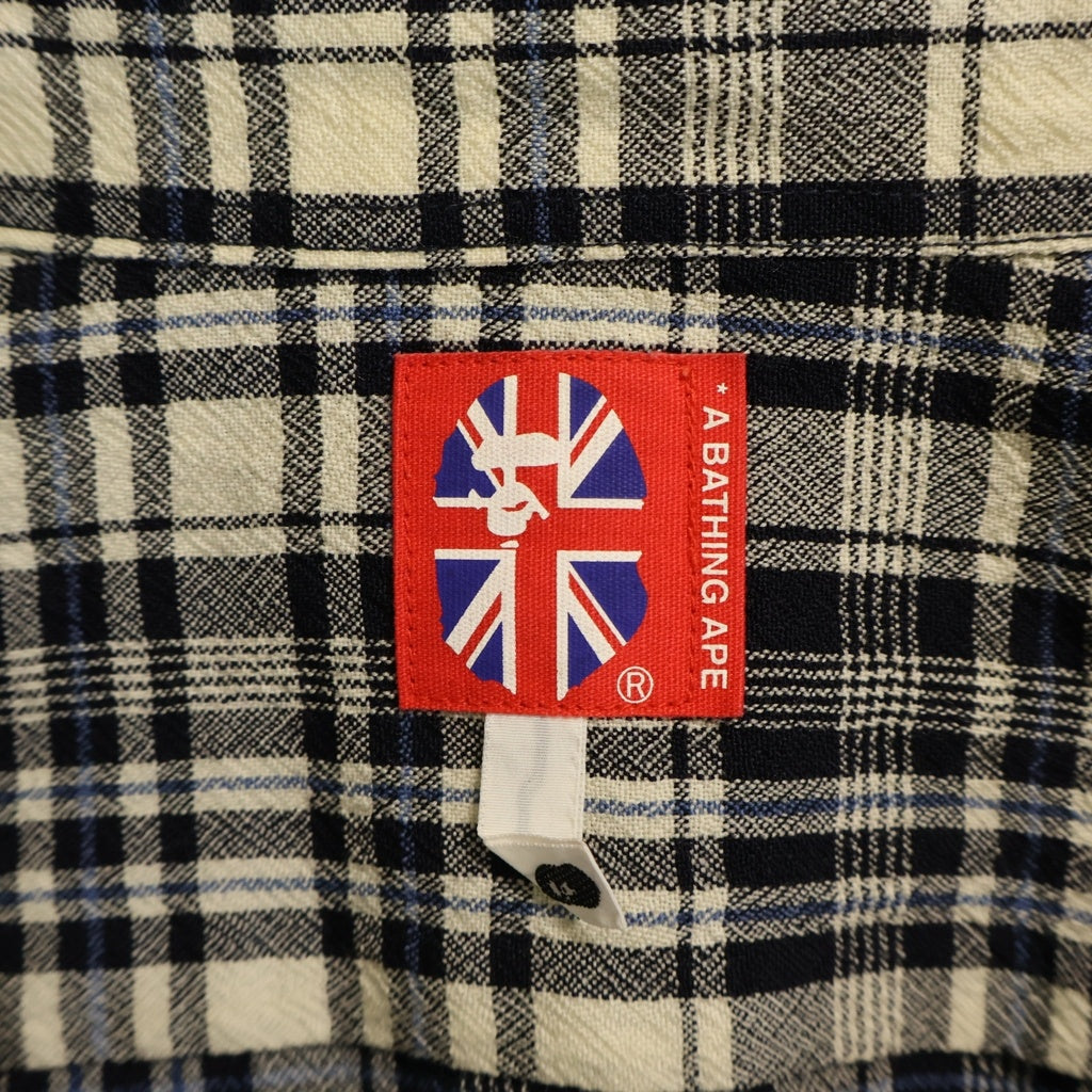 A BATHING APE(アベイシングエイプ) 90s 初期 胸ワンポイントロゴ 長袖チェックシャツ マルチカラー