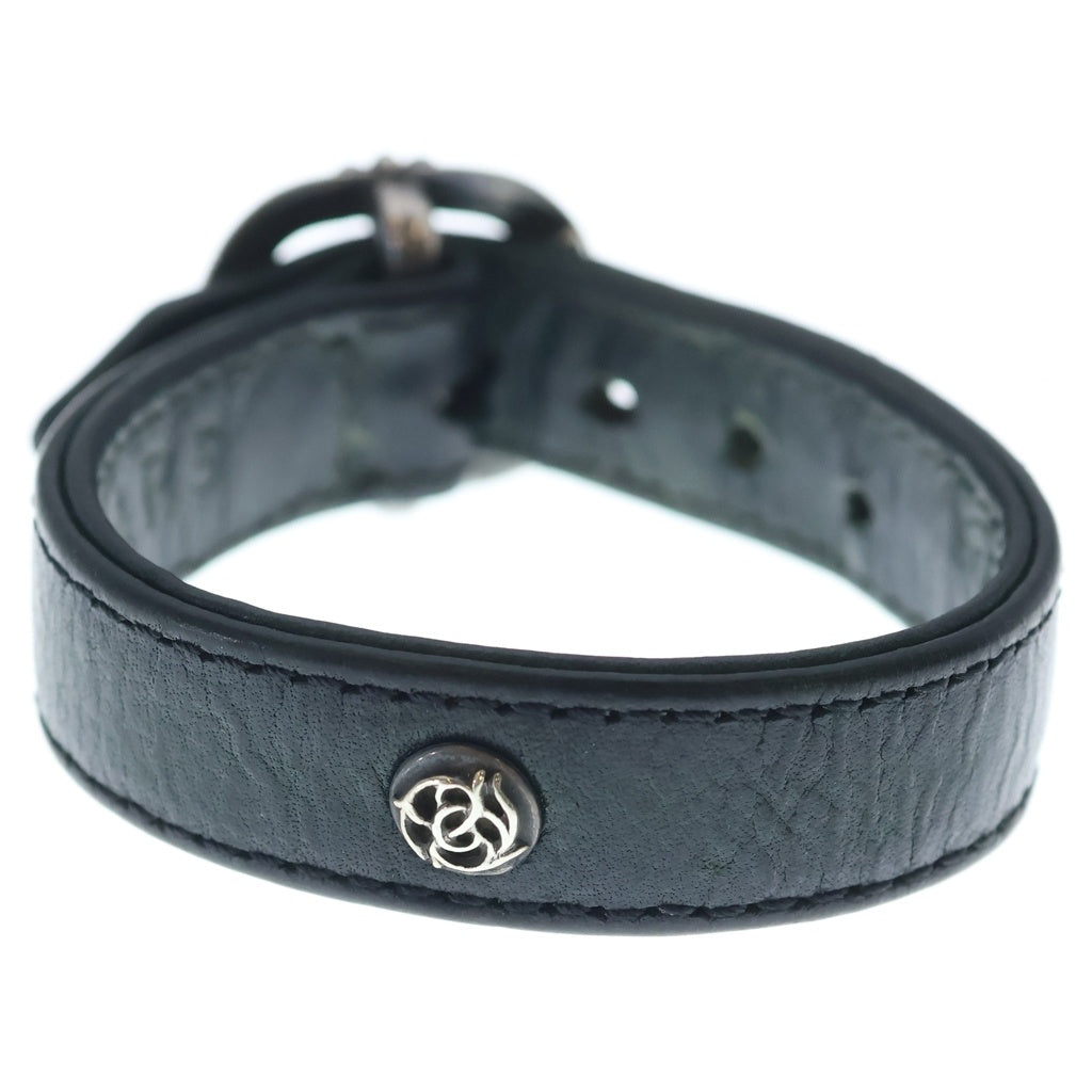CHROME HEARTS(クロムハーツ) GUNSLINGER FLRL レザーフローラル ブレスレット ブラック/シルバー