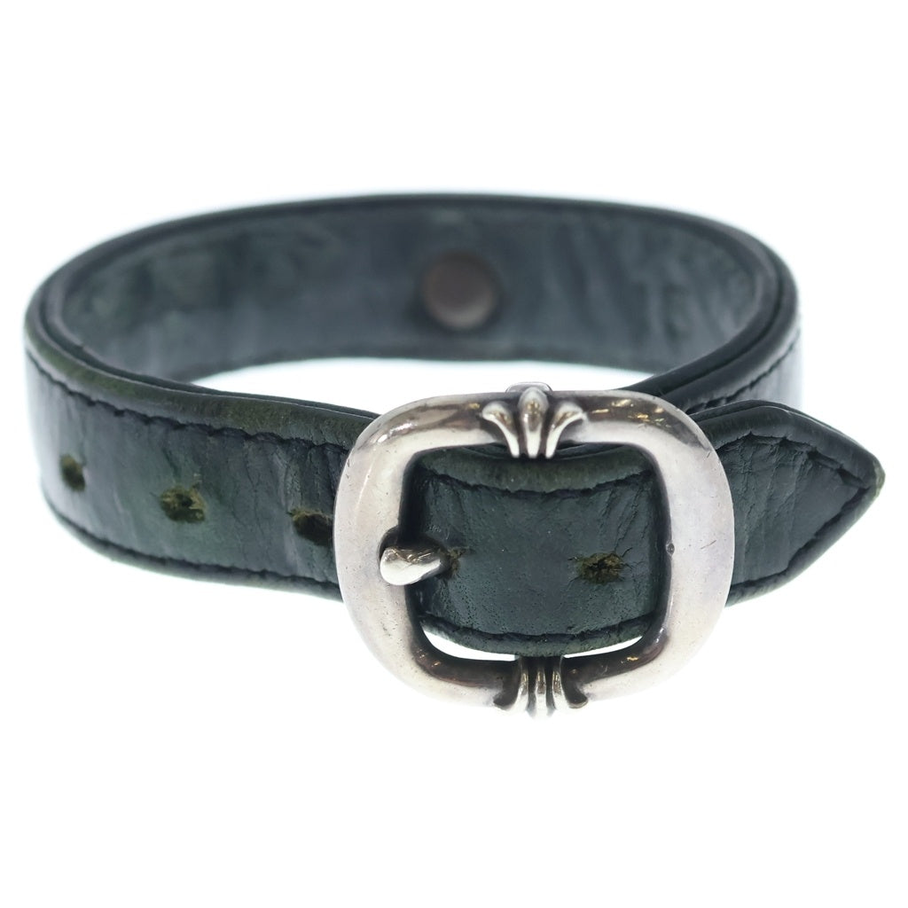 CHROME HEARTS(クロムハーツ) GUNSLINGER FLRL レザーフローラル ブレスレット ブラック/シルバー