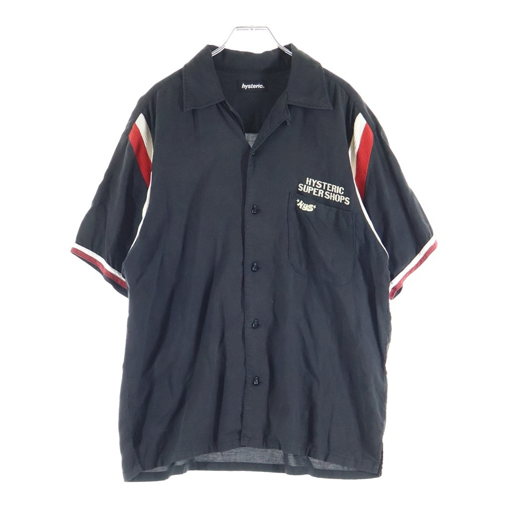 HYSTERIC GLAMOUR(ヒステリックグラマー) ボーリング 胸ポケット 半袖シャツ ブラック 2AH-9960