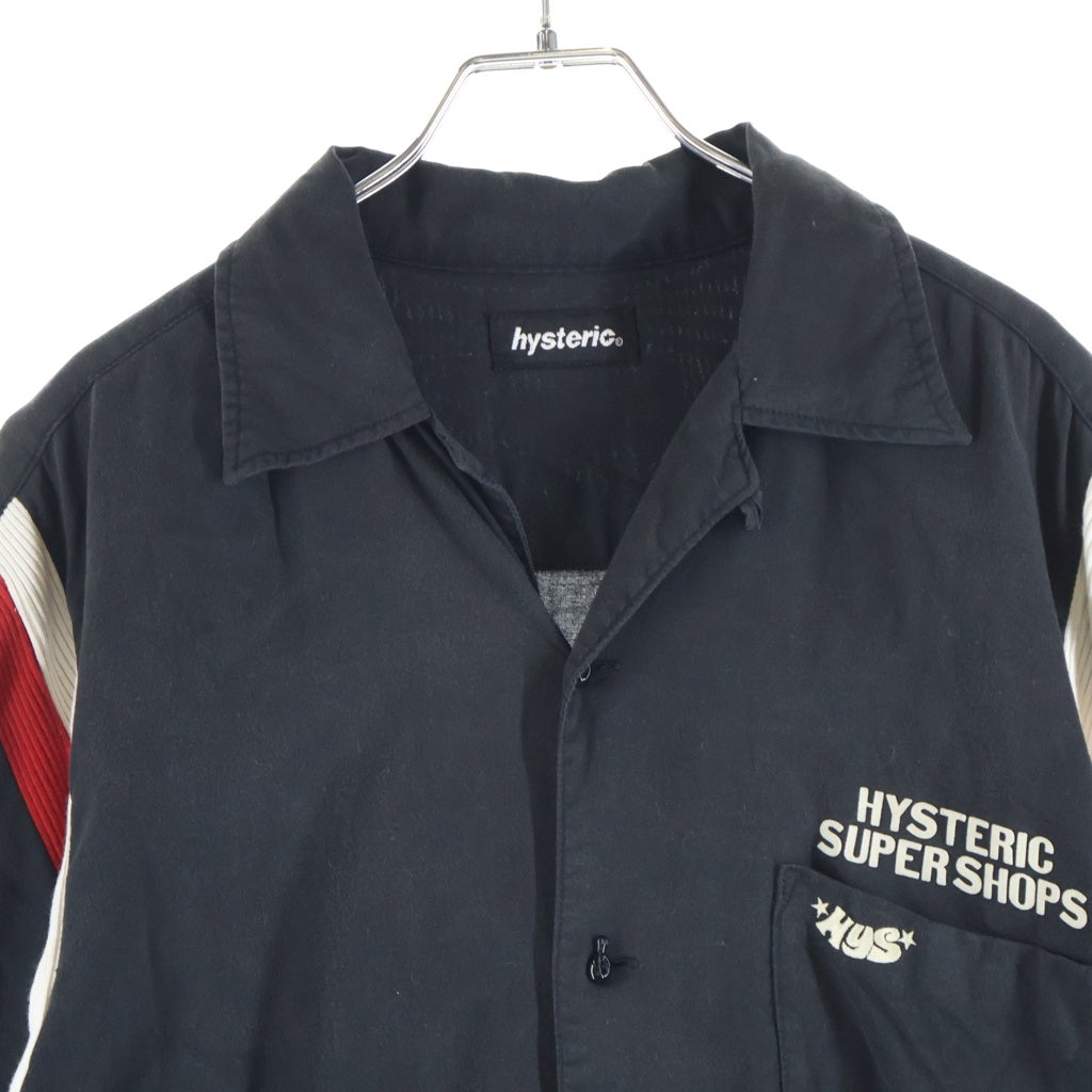 HYSTERIC GLAMOUR(ヒステリックグラマー) ボーリング 胸ポケット 半袖シャツ ブラック 2AH-9960