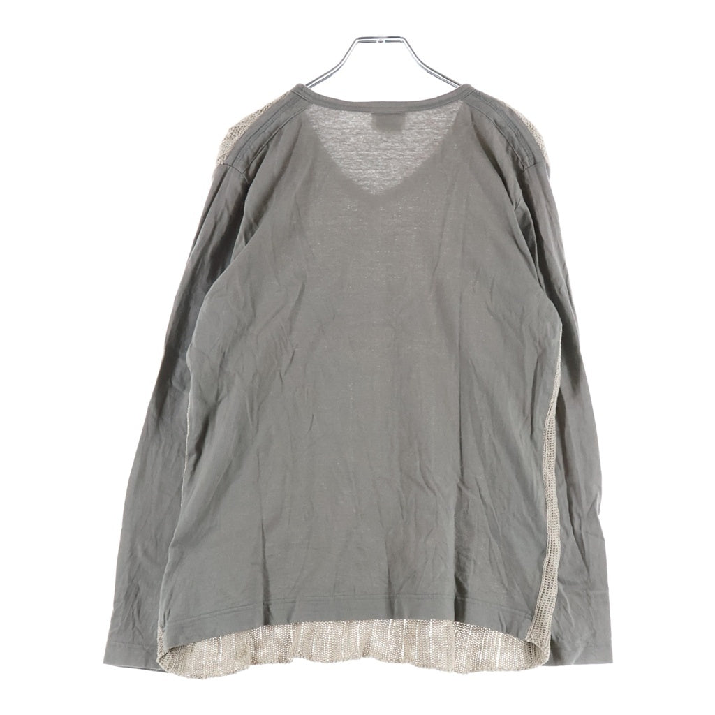 DRIES VAN NOTEN(ドリスヴァンノッテン) 90s ライカ期 リネン Vネック 素材切替 長袖セーター ベージュ 3151-7004