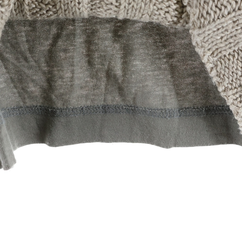 DRIES VAN NOTEN(ドリスヴァンノッテン) 90s ライカ期 リネン Vネック 素材切替 長袖セーター ベージュ 3151-7004
