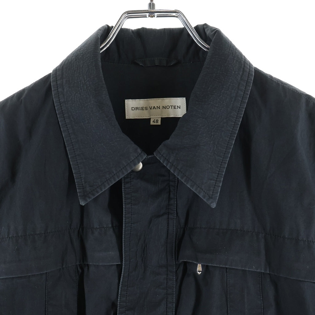DRIES VAN NOTEN(ドリスヴァンノッテン) 90s ライカ期 コットン ジップアップシャツジャケット ブラック 3152-1504