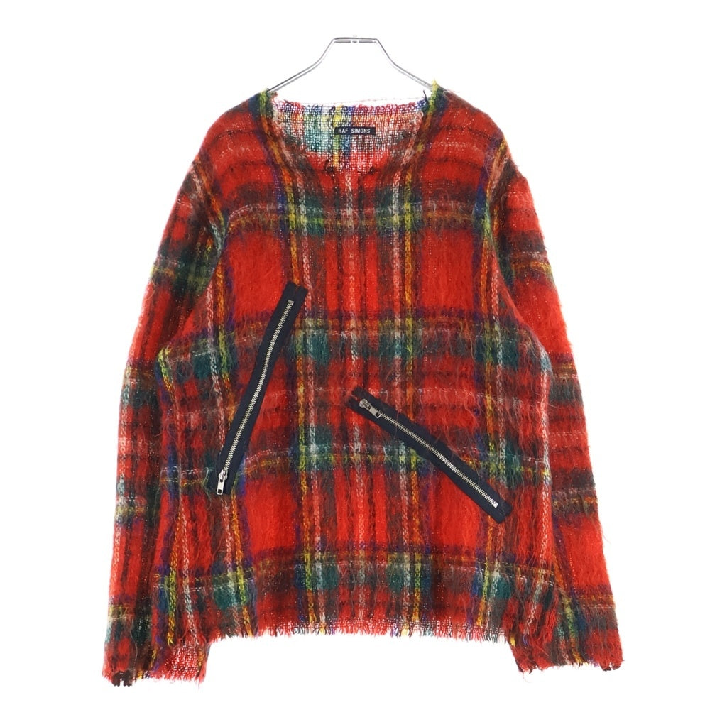 RAF SIMONS(ラフシモンズ) 97AW ARCHIVE アーカイブ タータンチェック ウール モヘア ニット 長袖セーター レッド
