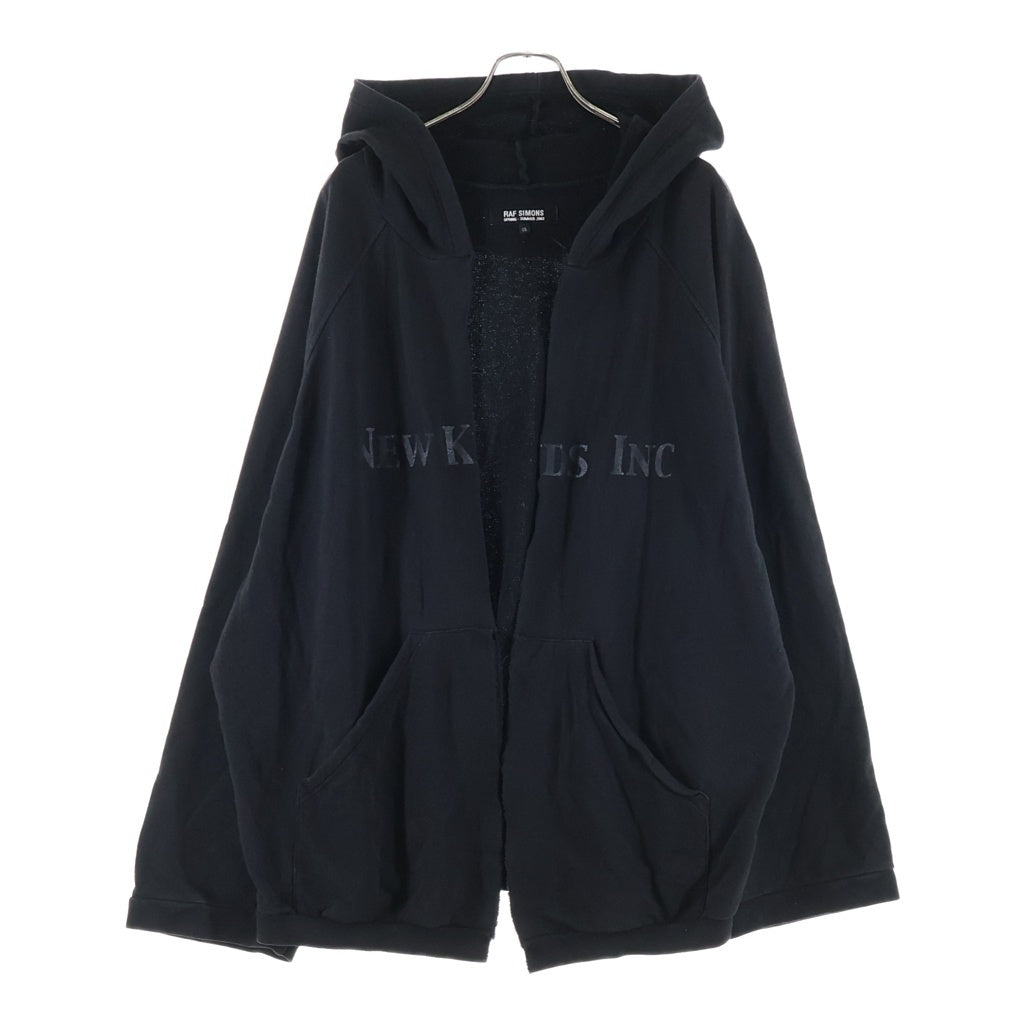 RAF SIMONS(ラフシモンズ) 03SS ARCHIVE NEW KIDS INC アーカイブ フロントカットデザイン ノージップフーディー パーカー ブラック