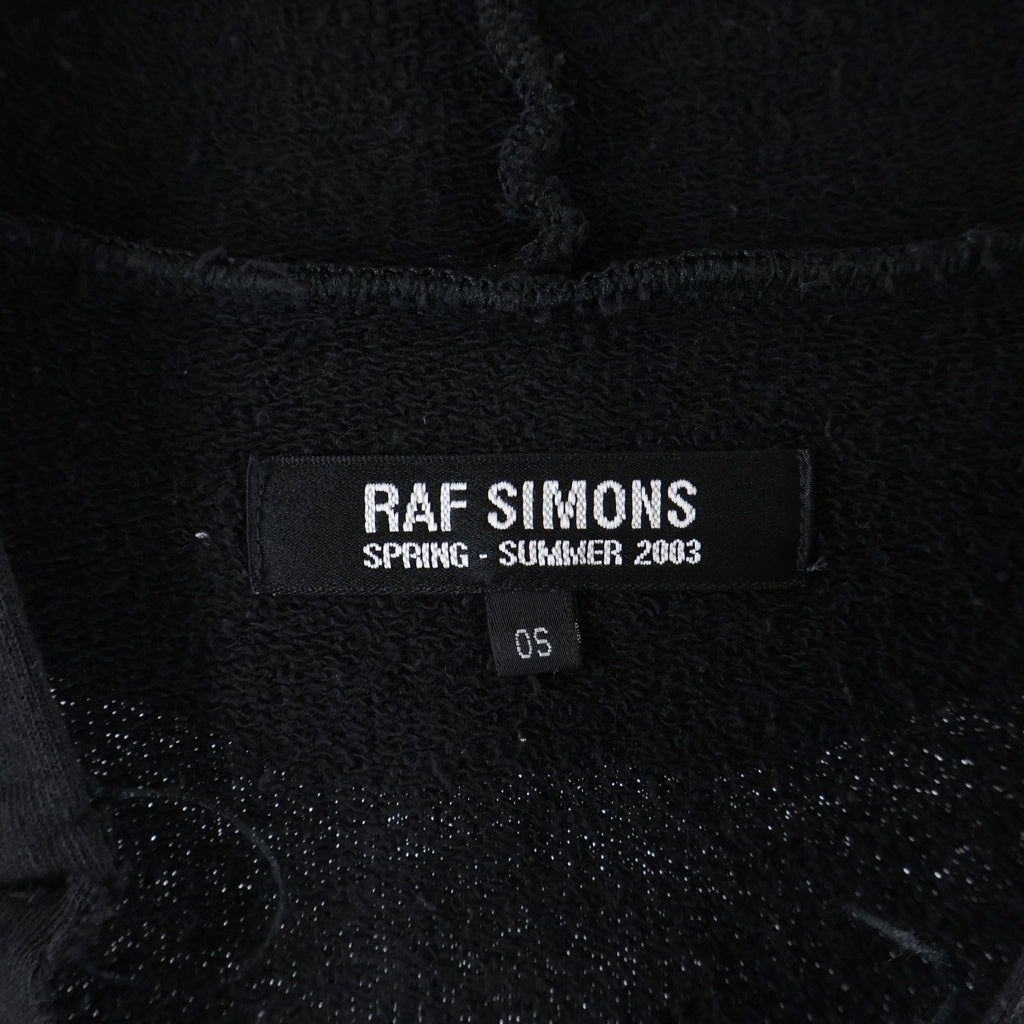 RAF SIMONS(ラフシモンズ) 03SS ARCHIVE NEW KIDS INC アーカイブ フロントカットデザイン ノージップフーディー パーカー ブラック