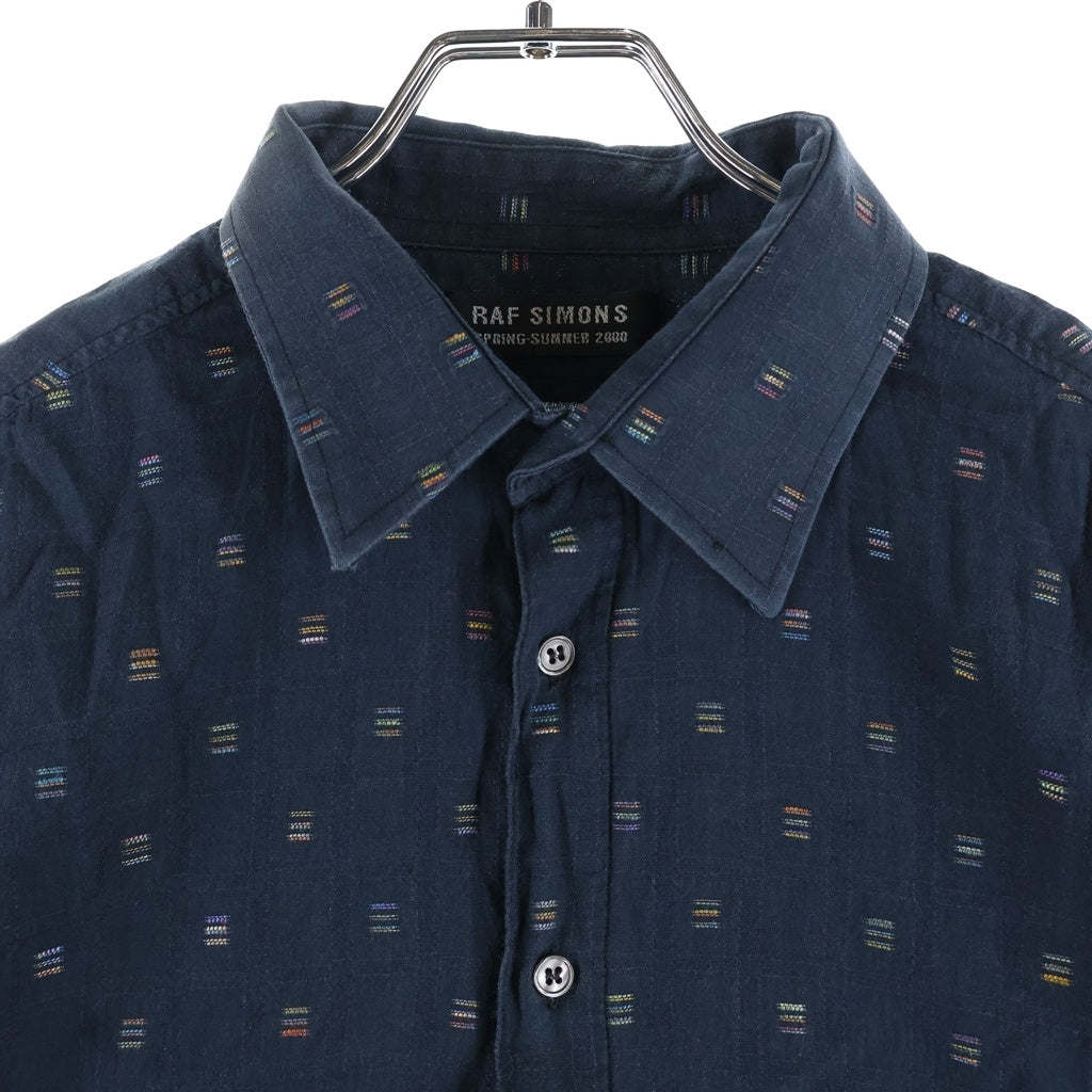 RAF SIMONS(ラフシモンズ) 00SS SUMMA CUM LAUDE期 ダッシュスクラッチ柄 半袖シャツ ネイビー