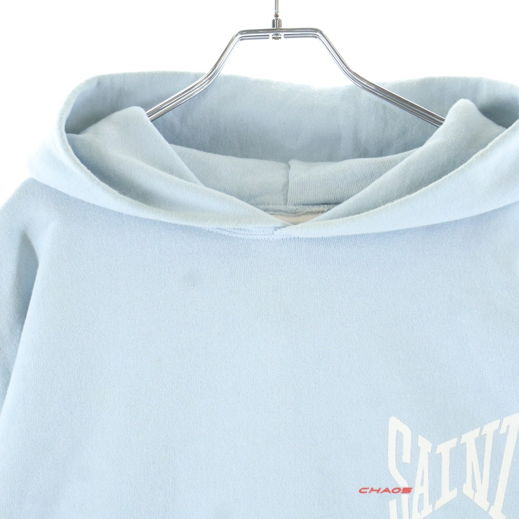 SAINT MICHAEL(セントマイケル) 25SS HOODIE RIBON SAINT 胸ロゴ スウェット プルオーバーパーカー ブルー SM-HR8-0000-048