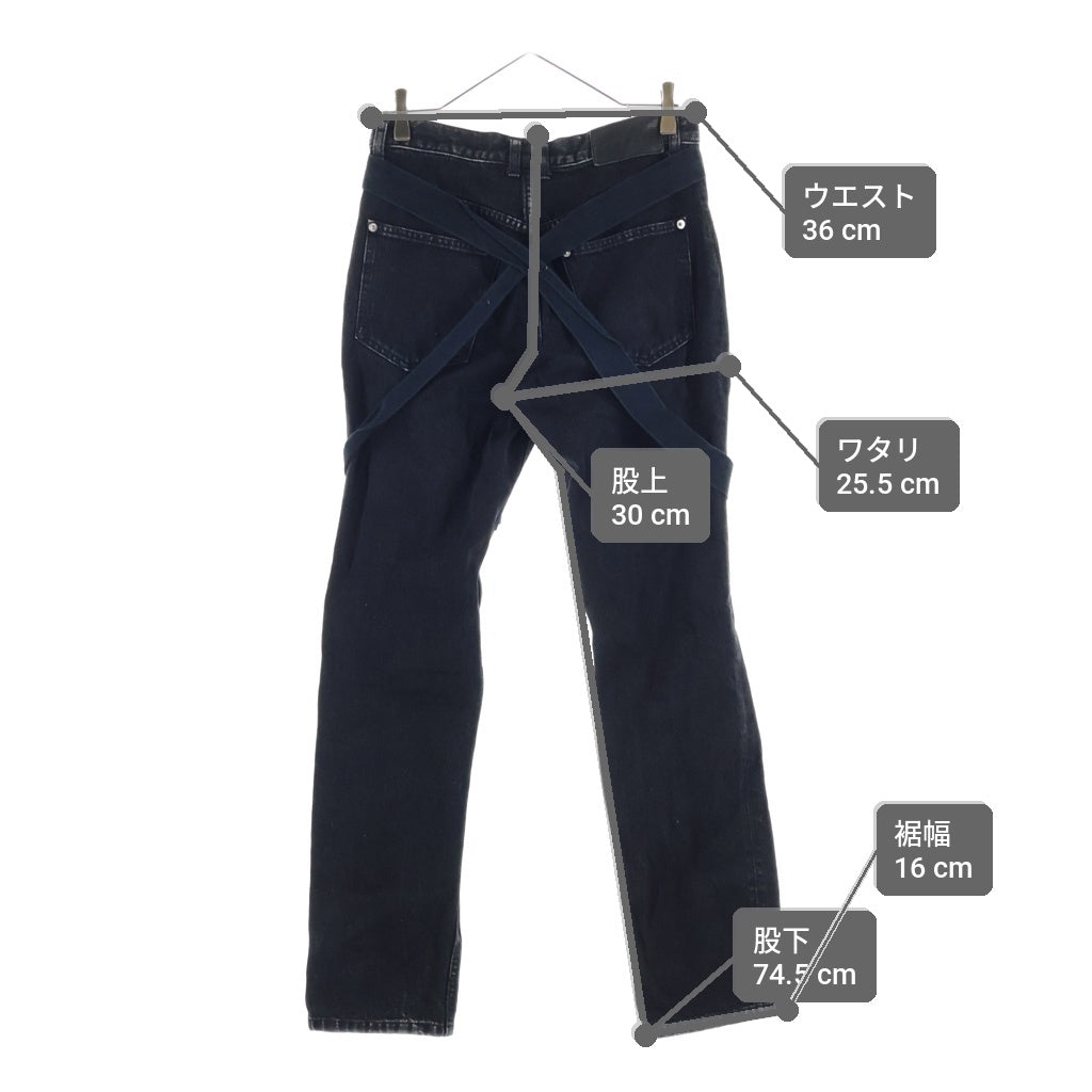 JOHN LAWRENCE SULLIVAN(ジョンローレンスサリバン) STRAP DENIM PANTS ストラップ デニムパンツ ブラック 2B013-0321-28