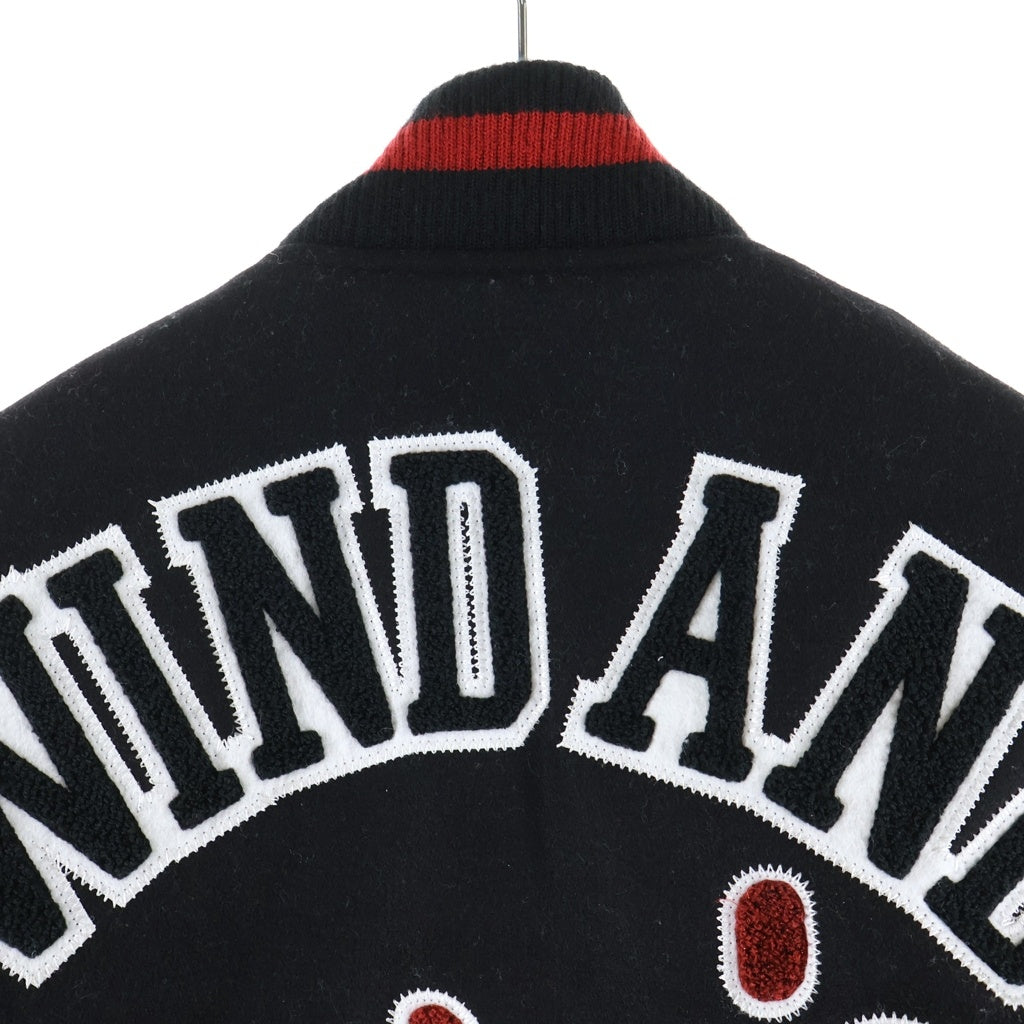 HYSTERIC GLAMOUR(ヒステリックグラマー) 22AW×WIND AND SEA VARSITY JACKET ヴァーシティージャケット スタジャン ロゴパッチ ブラック WDS-C-HYS-23-AP-Q1-01