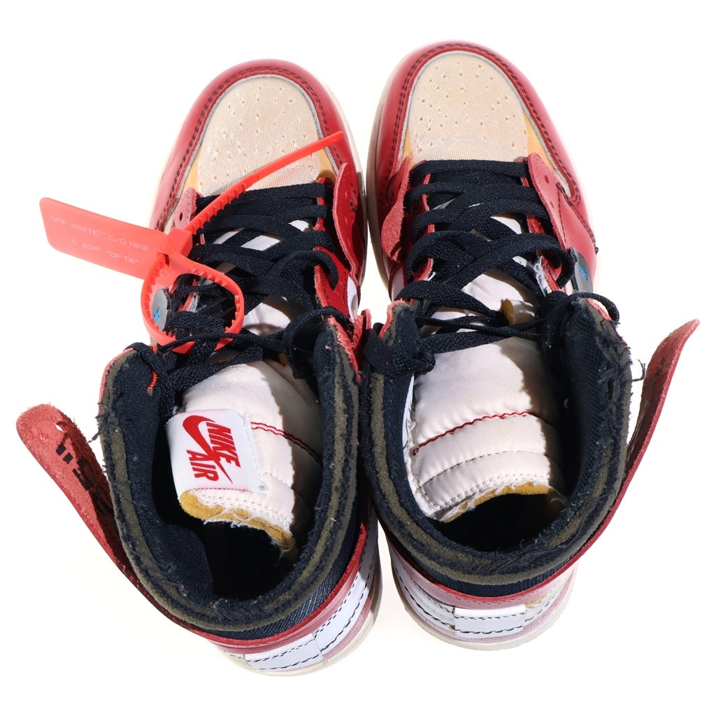 NIKE(ナイキ) ×OFF-WHITE THE 10 AIR JORDAN 1 CHICAGO オフホワイト ザテン エアジョーダン シカゴ ハイカットスニーカー レッド/ホワイト US9.5/27.5cm AA3834-101