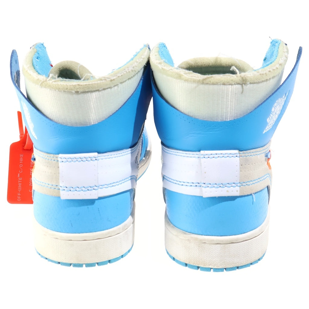 NIKE(ナイキ) ×OFF-WHITE AIR JORDAN 1 POWDER BLUE UNC オフホワイト エアジョーダン1 パウダーブルー ハイカットスニーカー ホワイト/ブルー US8.5/26.5cm AQ0818-148
