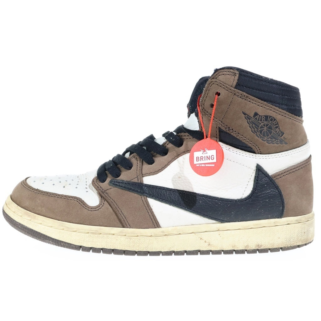 NIKE(ナイキ) ×TRAVIS SCOTT AIR JORDAN 1 HIGH OG TS SP トラヴィススコット エアジョーダン1 ハイカットスニーカー ブラウン/ホワイト US8.5/26.5cm CD4487-100