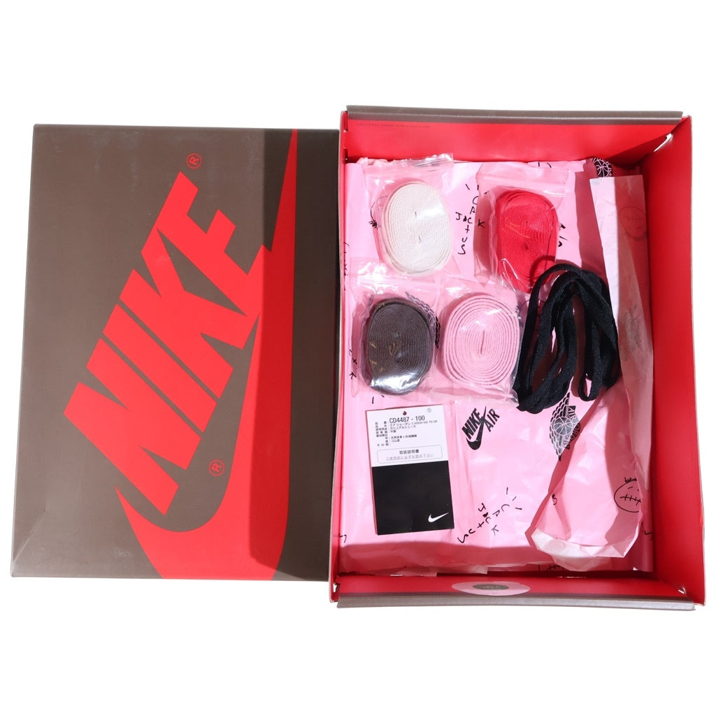 NIKE(ナイキ) ×TRAVIS SCOTT AIR JORDAN 1 HIGH OG TS SP トラヴィススコット エアジョーダン1 ハイカットスニーカー ブラウン/ホワイト US8.5/26.5cm CD4487-100