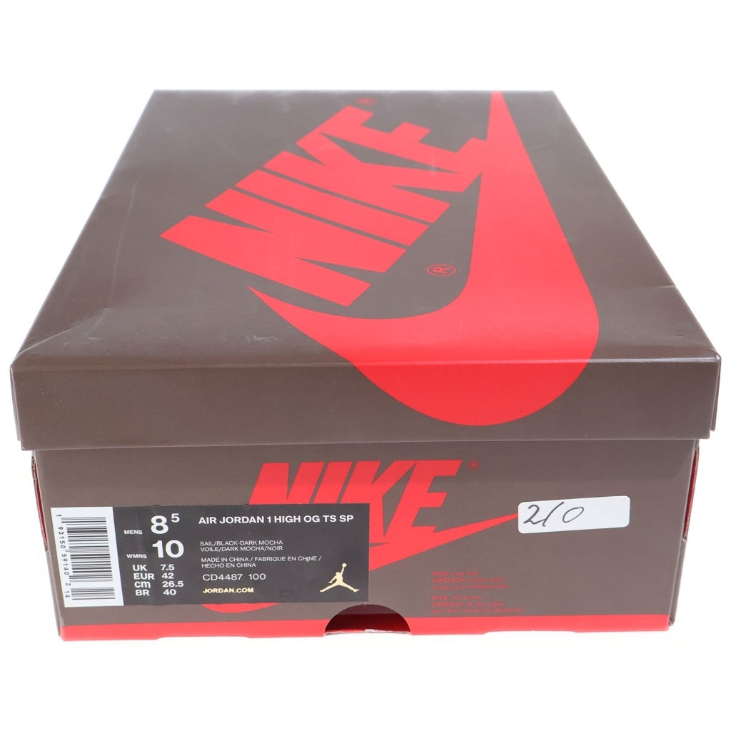 NIKE(ナイキ) ×TRAVIS SCOTT AIR JORDAN 1 HIGH OG TS SP トラヴィススコット エアジョーダン1 ハイカットスニーカー ブラウン/ホワイト US8.5/26.5cm CD4487-100