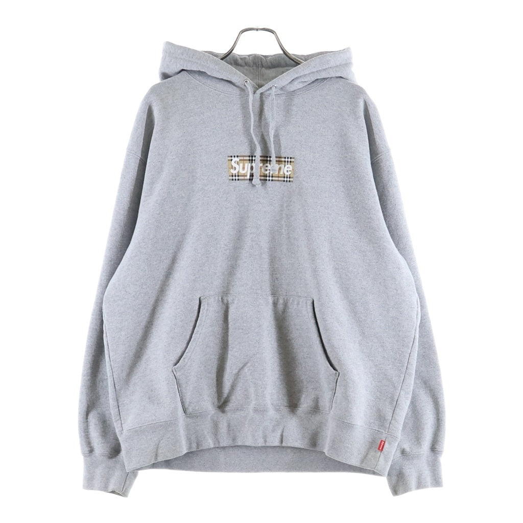 SUPREME(シュプリーム) 22SS×Burberry Box Logo Hooded Sweatshirt バーバリー ボックスロゴフーデッドスウェットプルオーバーパーカー グレー
