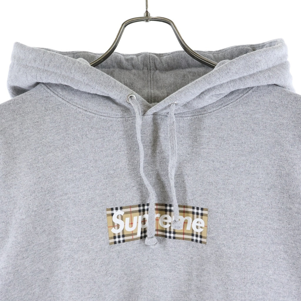 SUPREME(シュプリーム) 22SS×Burberry Box Logo Hooded Sweatshirt バーバリー ボックスロゴフーデッドスウェットプルオーバーパーカー グレー