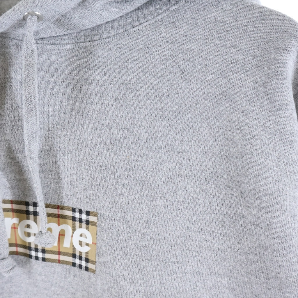SUPREME(シュプリーム) 22SS×Burberry Box Logo Hooded Sweatshirt バーバリー ボックスロゴフーデッドスウェットプルオーバーパーカー グレー